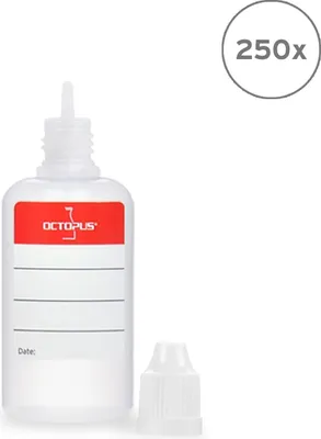 Produktbild von 250 Plastikflaschen 30 ml LDPE, G14, Tropfeinsatz, Deckel weiß
