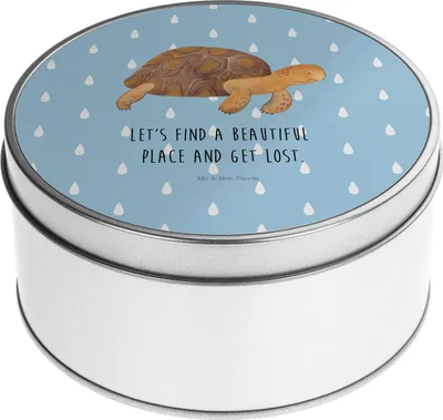Produktbild von Mr. & Mrs. Panda Kaffeedose Schildkröte Marschieren - Blau Pastell - Geschenk, Inspiration, keksdosen, Schildkröten, Erinnerungsbox, Blechdose, Abenteuer, Keksdose, Dose