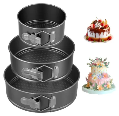 Springformset 3-teilig, 22/18/14 cm, Antihaft, schwarz