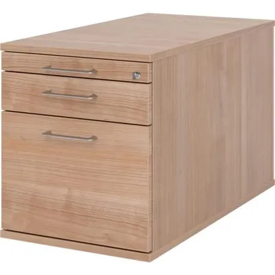 Produktbild von Rollcontainer 80cm 1 Schub 1 Hängeregistratur Schloss Bügelgriff Nussbau
