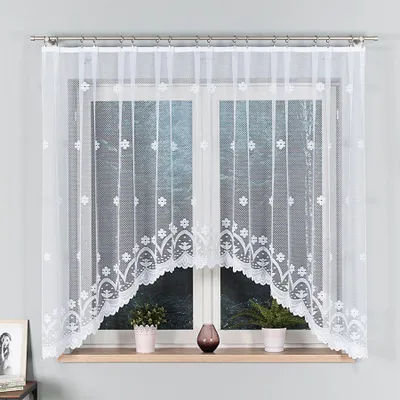 Produktbild von FLORENTYNA - Fertiggardine aus Jacquard mit Schnitt unten - 330 x 160 cm - weiß