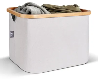 Image de Omgoods - Panier à linge pliable - 40 litres, beige. Boîte de rangement et organisateur