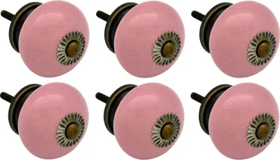 Produktbild von Runde Möbelknöpfe aus Keramik von Nicola Spring – Rosa – 6er-Pack