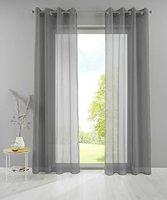 Produktbild von Ösengardinen Set 280x140 cm Dunkelgrau Transparent YASMIN Basel Vorhang 20332TR2