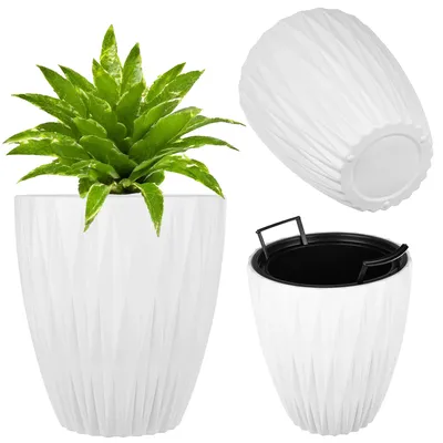 Obrázok produktu pre Kvetináč – moderný plastový kvetináč – dekoratívny – 42 cm – biely