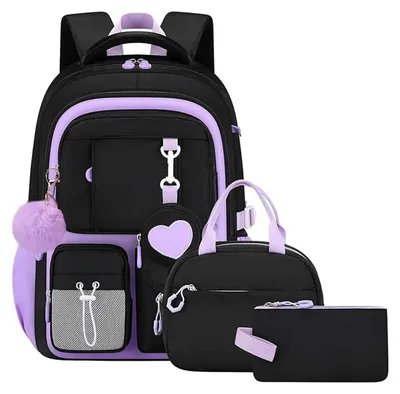 Produktbild von Schultaschen Set Mädchen 4-teilig Schwarz 3.-7. Klasse