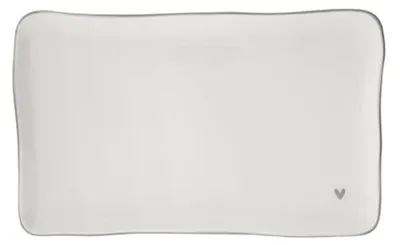 Produktbild von Servierplatte HEART rechteckig mit grauem Herz 22x13cm Bastion Collections