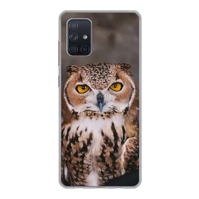 Produktbild von MuchoWow® Handyhülle Schutzhülle Hülle für Samsung Galaxy A51 5G Braune Eule schaut direkt in die Kamera Silikon Softcase Handy Hülle - Abbildung
