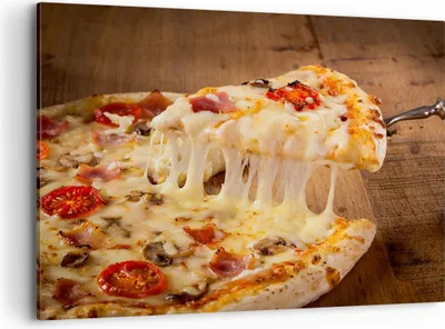 Produktbild von Bild auf Leinwand - Leinwandbild - Pizza Käse Tomaten - 100x70cm - Wand Bild - Wanddeko - Leinwanddruck - Bilder - Kunstdruck - Wanddekoration - Leinwand bilder - Wandkunst - AA100x70-3784