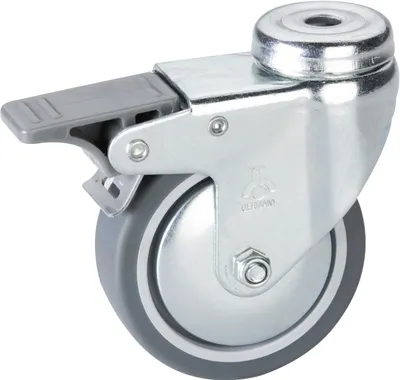 Produktbild von Lenkrolle mit Rückenloch und Totalfeststeller 75 x 25 mm, Tragkr. 50 kg
