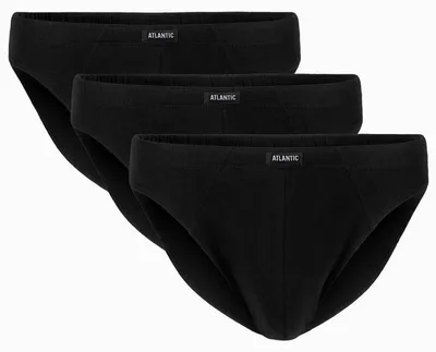 Produktbild von Herren Slips 3er Pack Atlantic Baumwolle Schwarz Grau Weiß S