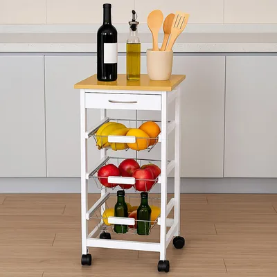Produktbild von Küchenwagen mit Rollen Schublade und 3 Körben