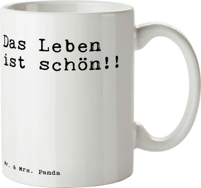 Produktbild von Mr. & Mrs. Panda Becher Das Leben ist schön!!... - Weiß - Geschenk, Spruch, Sprüche, Weisheiten Zitate Lustig Weisheit Worte, Tasse mit, Trinkbecher, Kaffeebecher, haferl