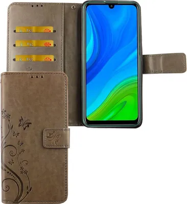 Immagine prodotto di Custodia protettiva per Huawei P smart 2020, tipo cover a libro, con porta carte, colore grigio