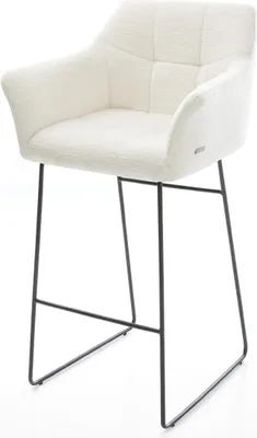 Zdjęcie produktu dla DELIFE Stołek barowy Yulo-Flex Bouclé Soft Beige Podstawa metalowa w kolorze czarnym