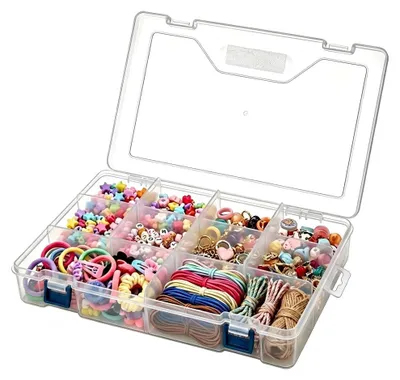 Organizer-Box, 15 Fächer, 27,5x17x5,5 cm, transparent, Kunststoff