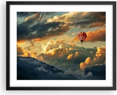 Produktbild von Gerahmtes Poster - Schwarzer Rahmen - Wolken Ballon Flug - 50x40 cm - Wand Bild - Wanddeko - Wandbilder - Kunstposter - Wandposter - Bilderrahmen - Bilder - Kunstdruck - Wandbild - P2BAA50x40-3791