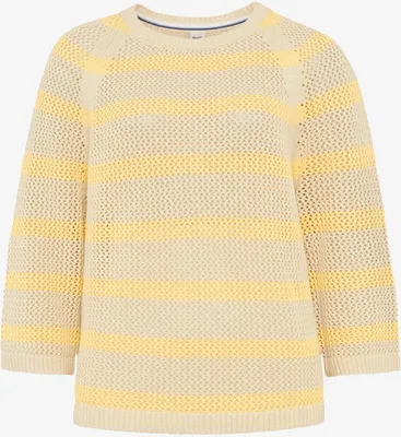 Produktbild von Brax Damen Strickpullover Nala aus Baumwolle mit Ajour-Muster und 3/4-Ärmeln