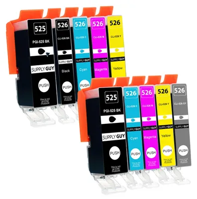 Immagine prodotto di 10 cartucce compatibili per stampanti Canon PGI-525/CLI-526