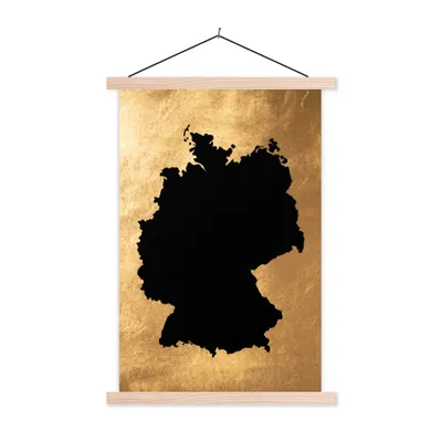 Obrázek produktu pro MuchoWow® Textilní plakát - Mapa Evropa - Německo - Černá - 120x180cm - S hnědými lamelami