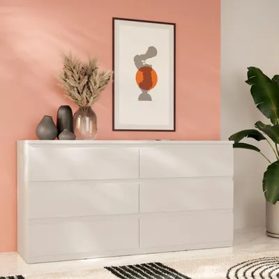 Produktbild von Forte EDMORE Kommode 150 160, moderne Kommode mit 6 Schubladen, Holzwerkstoff, Secret Grey, 153,9 cm breit x 79,8 cm hoch x 42,2 cm tief