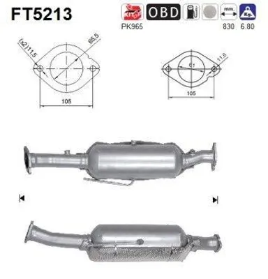 Produktbild von AS FT5213 Dieselpartikelfilter Rußpartikelfilter DPF für FORD Kuga Mk2 (DM2) Abgasanlage Diesel