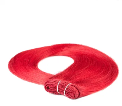 Produktbild von hair2heart Echthaar Tressen zum Einnähen Extensions glatt - 60cm 100g 0/44 rot-intensiv