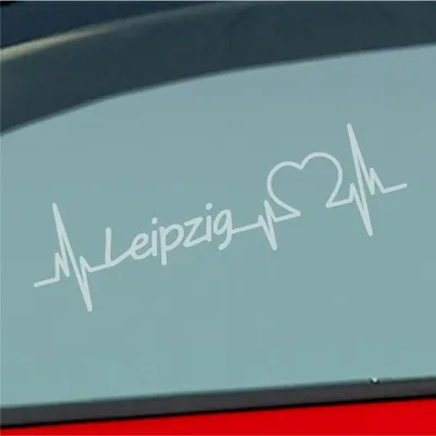 Produktbild von Auto Aufkleber Leipzig Herz Herzschlag 19x6 cm Milchglas Sticker Heckscheibenaufkleber