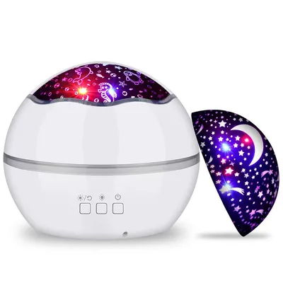 Produktbild von Sternenhimmel Projektor Nachtlicht Kinderzimmer,2in1 Stern und Ozean Lampe, 360° Drehung, Leise,LED Projektor Sternenhimmel,Geschenk (Weiß)
