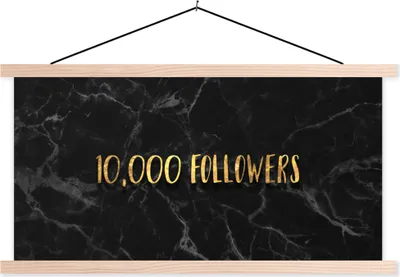 Produktbild von MuchoWow® Textilposter Soziale Medien - Instagram - Gold - Marmor 120x60 cm mit holzfarbenen Rahmen - Klemmleiste