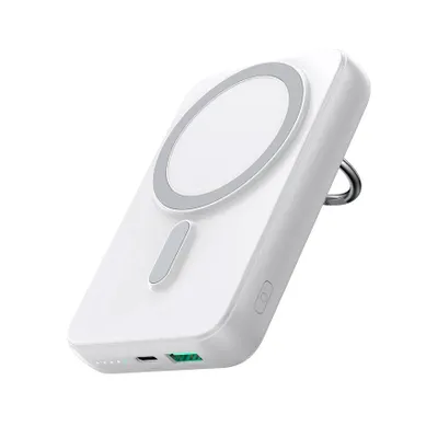 Produktbild von Joyroom 10000mAh drahtlose Powerbank JR-W050 20W MagSafe mit Ladestation + USB-C Kabel - weiß