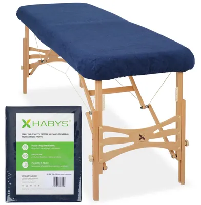 Produktbild von Einteiliges Habys Frottee-Spannlaken für klappbare Massageliegen Massagetische | 60-65/180-185 cm | mit Gummizug | Physio Kosmetik | Marineblau