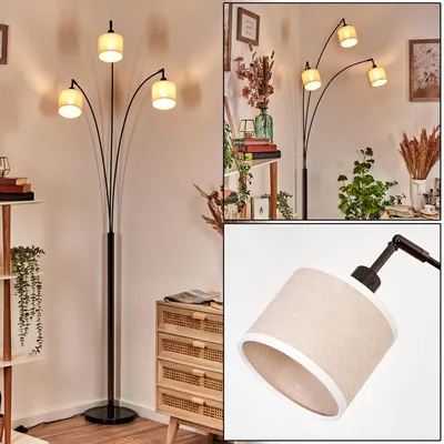 Produktbild von Schiavonea Stehlampe aus Metall/Stoff in Schwarz/Chromfarben/Beige/Weiß