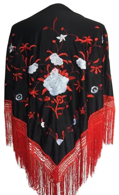 Zdjęcie produktu dla Kolorowy szal flamenco z haftowanymi zdobieniami