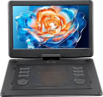 DVD-Player - Tragbar - 39,6 cm drehbarer HD-Bildschirm - Akku 4,5–5 Std. - 2 Lautsprecher - TV-Anschluss/USB/SD-Karte/CD/DVD - Kfz-Ladegerät