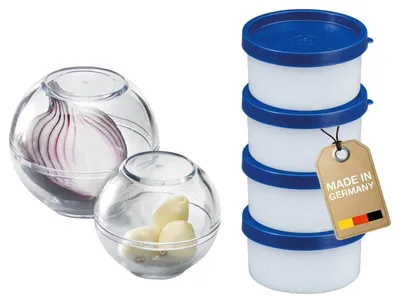 Productafbeelding van Westmark set, 6-delig: 2 vershoudkoppen ø 7 cm / ø 9 cm + 4 kruidenpotjes, elk 100 ml