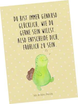 Produktbild von Mr. & Mrs. Panda Postkarte Schildkröte Pfeifen - Gelb Pastell - Geschenk, Depression, Lebensfreude, Ansichtskarte, Postkarten, Ansichtskarten, Motivation, Glück