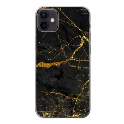 Produktbild von MuchoWow® Handyhülle Schutzhülle Hülle für iPhone 12 mini Marmor - Gold - Schwarz - Marmoroptik - Luxus - Glitzer Silikon Softcase Handy Hülle - Bild