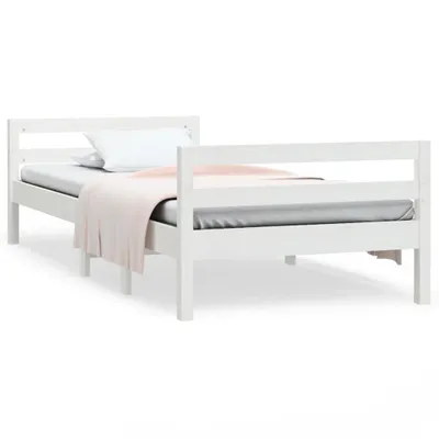 Image de vidaXL Lit en pin massif sans matelas blanc 80x200 cm