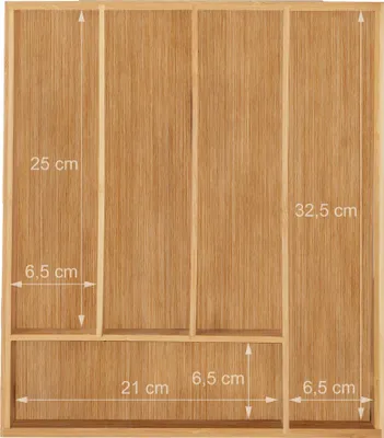 Produktbild von Besteckbox - 5 Fächer - 5 x 30 x 34 cm - Bambus
