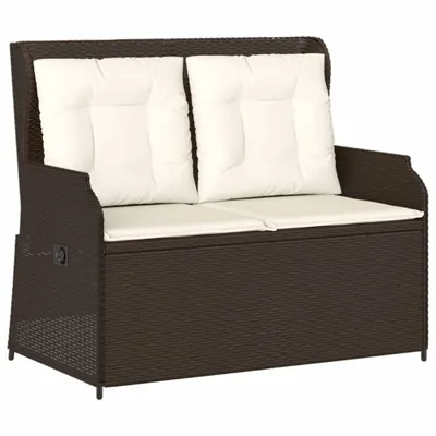 Immagine prodotto di vidaXL Panchina da giardino regolabile con cuscino in Poly Rattan marrone