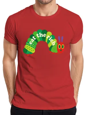 Produktbild von Eat The Rich Raupe Hungrig Nimmersatt Parodie Statement Sarkasmus Herren T-Shirt, Rot, L