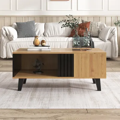 Produktbild von MODFU Couchtisch Wohnzimmertisch mit Stauraum,Wohnzimmertisch mit Schubladen-Beistelltisch 100 x 60 x 45 cm