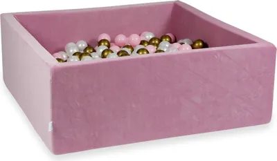 Produktbild von Trockenbecken 110x110x40cm Velvet Soft Pink mit 600 Bällen: Perlmutt, Altgold, Hellrosa