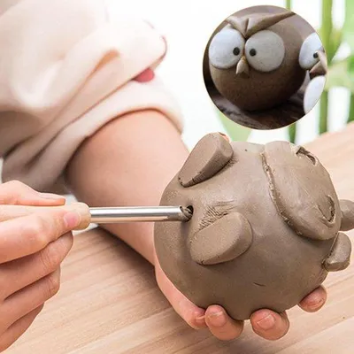 Productafbeelding van Klei-snijset met 4 stuks - Modelleer- en sculptuurgereedschap voor keramiek en doe-het-zelf projecten