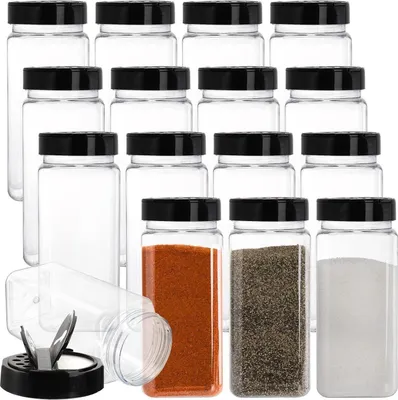 Image de 16x Hacaroa boîtes à épices carrées de 600 ml avec couvercle shaker/pourrisseur