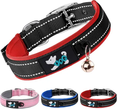 Produktbild von Reflektierendes Hundehalsband, Ultraweiches Nylon, Verstellbar, Für Alle Rassen, Langlebig und Bequem