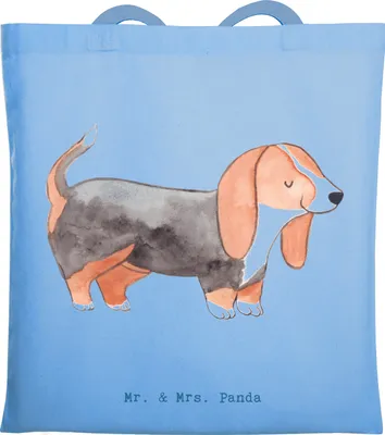Produktbild von Mr. & Mrs. Panda Einkaufstasche Basset Hound Lebensretter - Sky Blue - Geschenk, Tote Bag, tragetasche baumwolle, Beutel, Schultasche, Tasche
