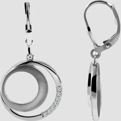 Produktbild von 925/- Echt Silber Ohranhänger, Zirkoniabesatz, 925/rhodiniert