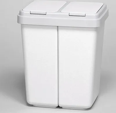 Produktbild von Abfallsammler Duo Bin 2 x 25 Liter Weiß/grau, 45 cm hoch, 47 cm breit, 36 cm tief